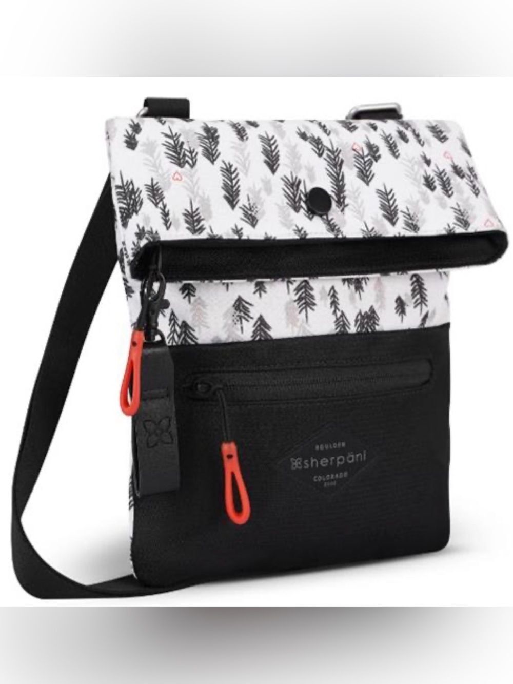 Sherpani Essentials Pica Mini Crossbody Bag. Forest tree, heart Colorado 2002